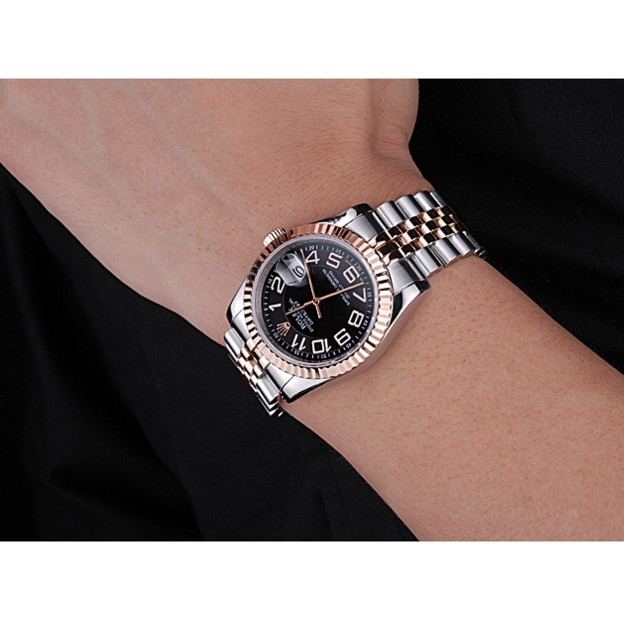 AAA Replica Watches Rolex Bracelet Stainless 622545 Dial Gold Black DateJust Steel and 0823
